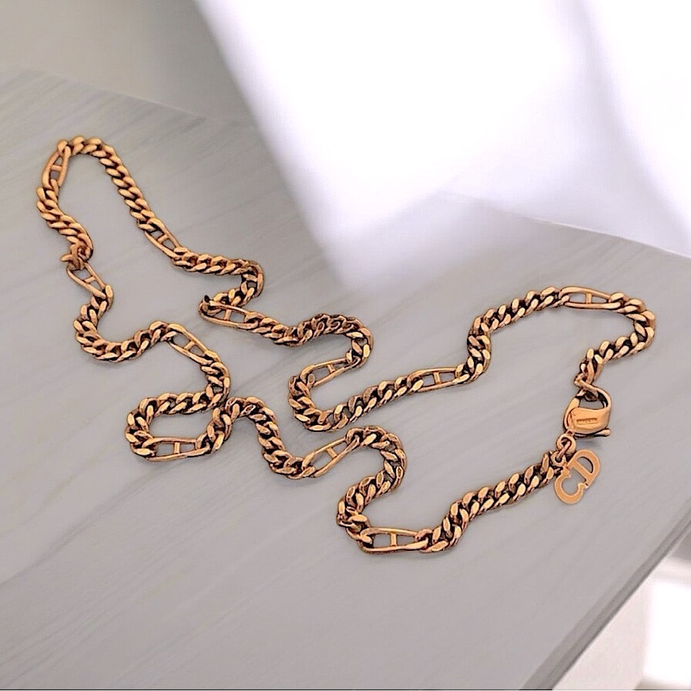 Christian Dior Vintage 70's Gold Figaro Chain Necklace Made In Germany Excellent - Picture 1 of 9